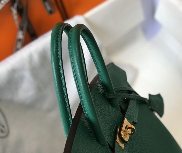 Hermes original togo leather birkin 25 bag H25-1 vert fonce