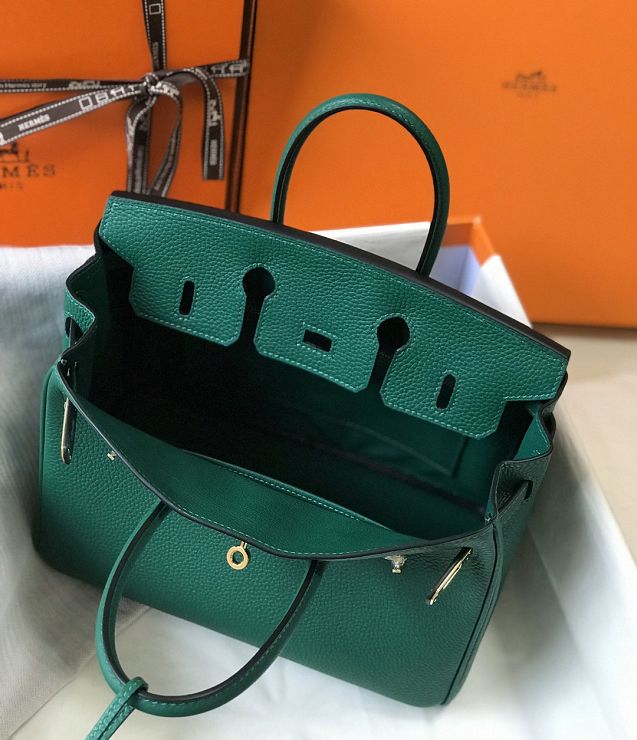 Hermes original togo leather birkin 25 bag H25-1 vert fonce