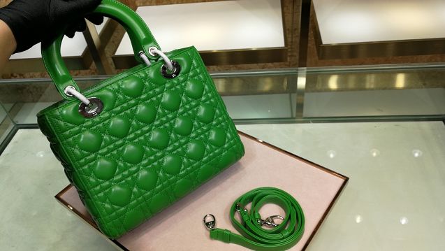 Dior original lambskin lady dior bag 44551 green