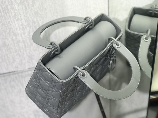 Dior original lambskin medium lady dior ultra-matte bag M0565 grey