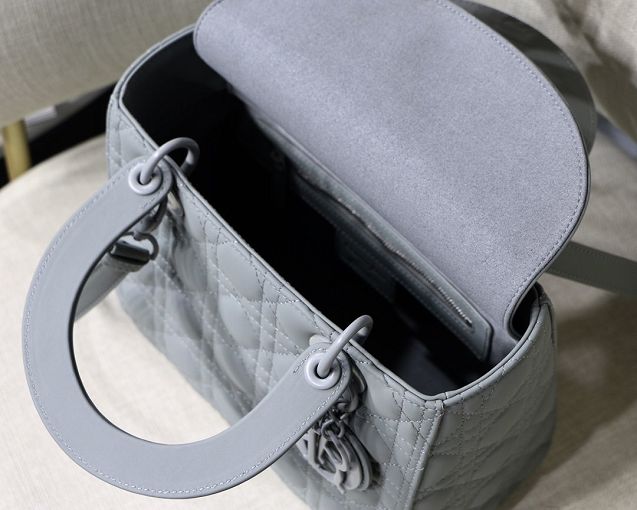 Dior original lambskin medium lady dior ultra-matte bag M0565 grey