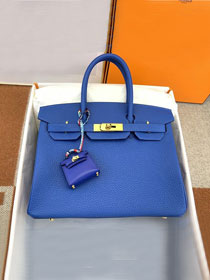 Hermes original togo leather birkin 30 bag H30-1 blue zellige