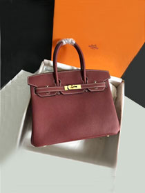 Hermes original togo leather birkin 25 bag H25-1 bordeaux