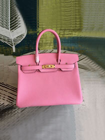 Hermes original togo leather birkin 25 bag H25-1 cherry pink