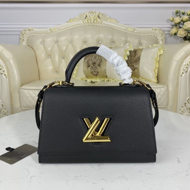 2021 louis vuitton original taurillon calfskin twist one handle bag pm M57093 black