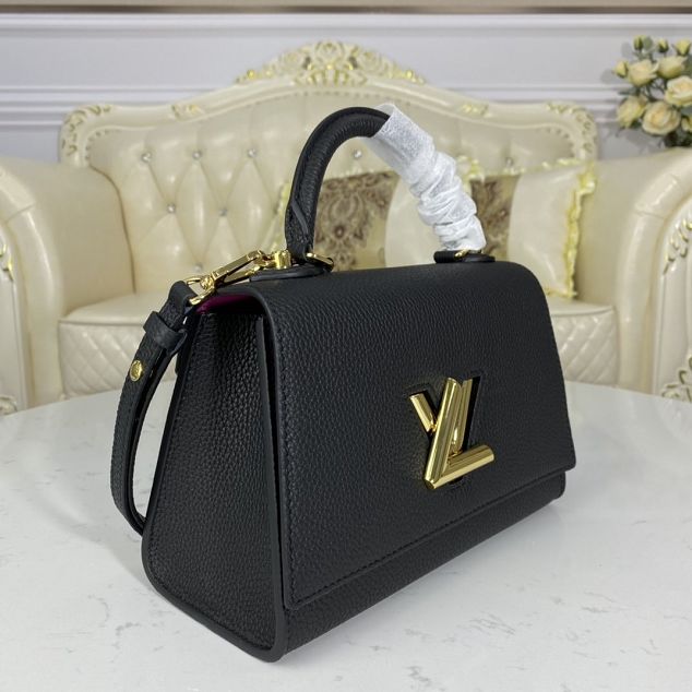 2021 louis vuitton original taurillon calfskin twist one handle bag pm M57093 black