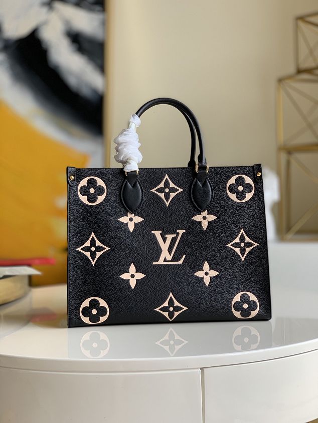 Louis vuitton original monogram giant calfskin onthego mm M45375 black