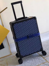 Goyard canvas rolling luggage GY0003 navy blue