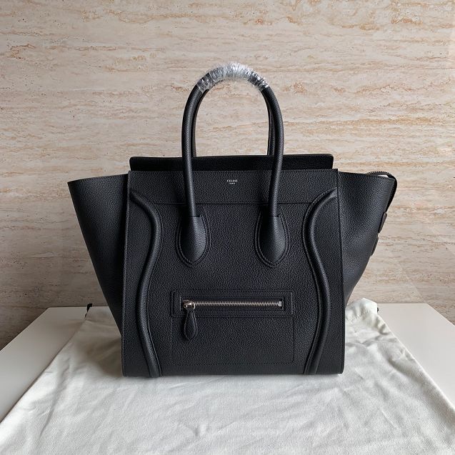 Celine original grained calfskin mini luggage handbag 189213 black