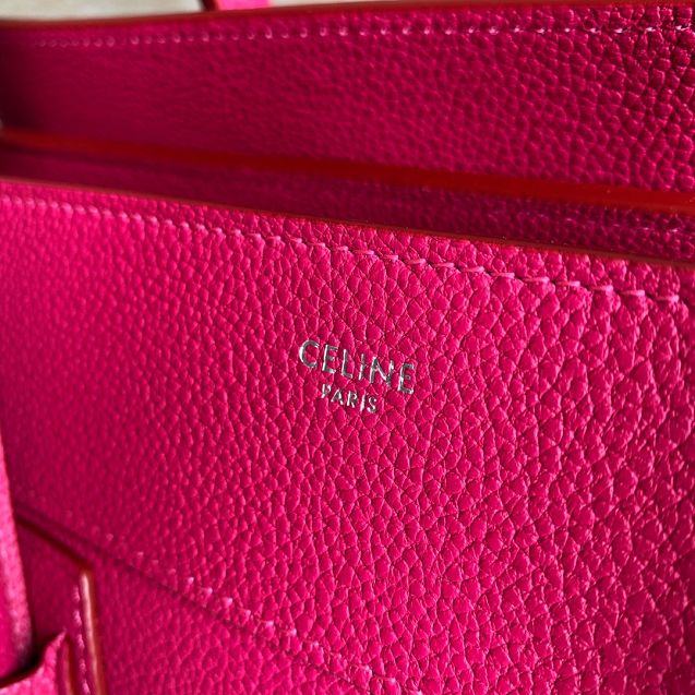 Celine original grained calfskin mini luggage handbag 189213 rose red