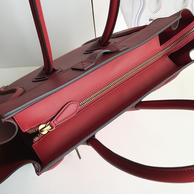 Celine original smooth calfskin mini luggage handbag 189213 red