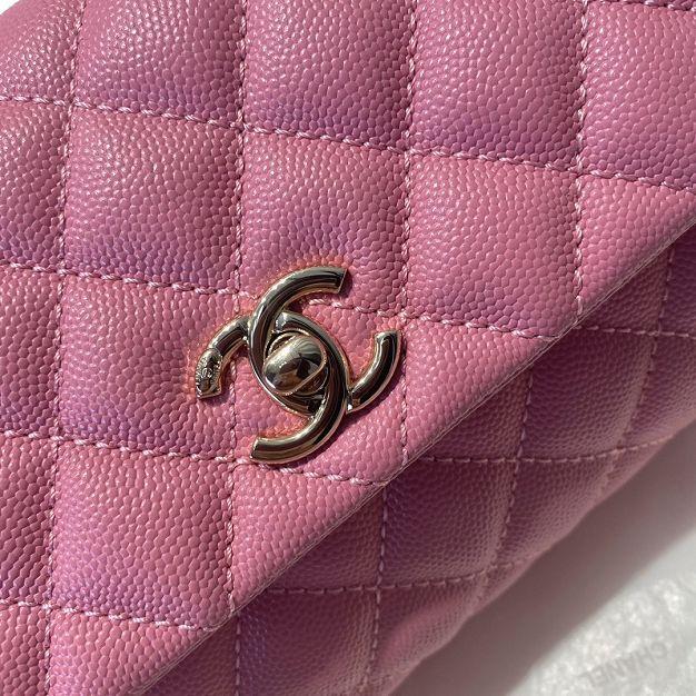 CC original grained calfskin small coco handle bag A92990 pink