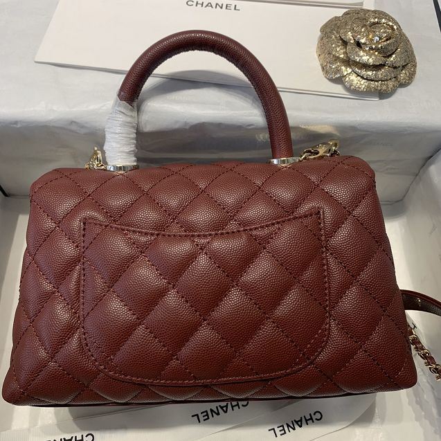 CC original grained calfskin small coco handle bag A92990 bordeaux