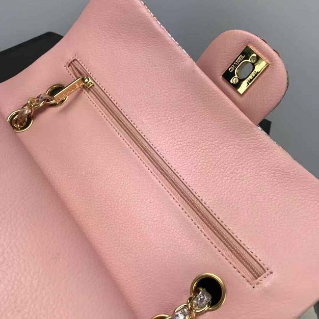 CC original phython leather medium flap bag A01112 gold&pink