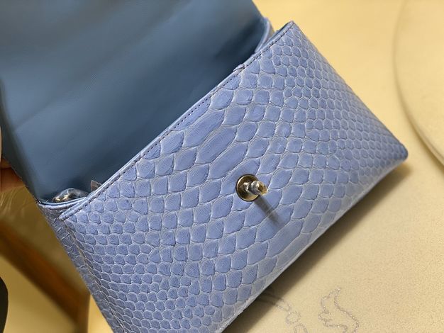 CC original phython leather small coco handle bag A92990 blue