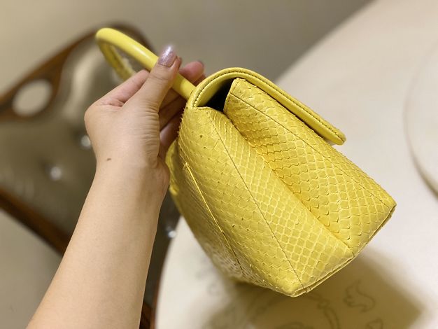 CC original phython leather small coco handle bag A92990 yellow