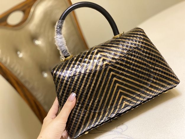 CC original python leather small coco handle bag A92990 black&gold