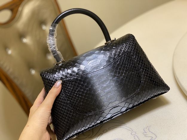 CC original python leather small coco handle bag A92990 black&grey