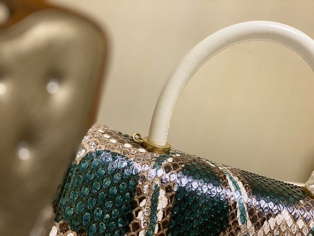 CC original python leather small coco handle bag A92990 grey&green