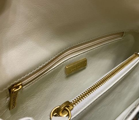 CC original python leather small coco handle bag A92990 grey&yellow