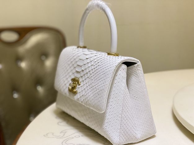 CC original python leather small coco handle bag A92990 white