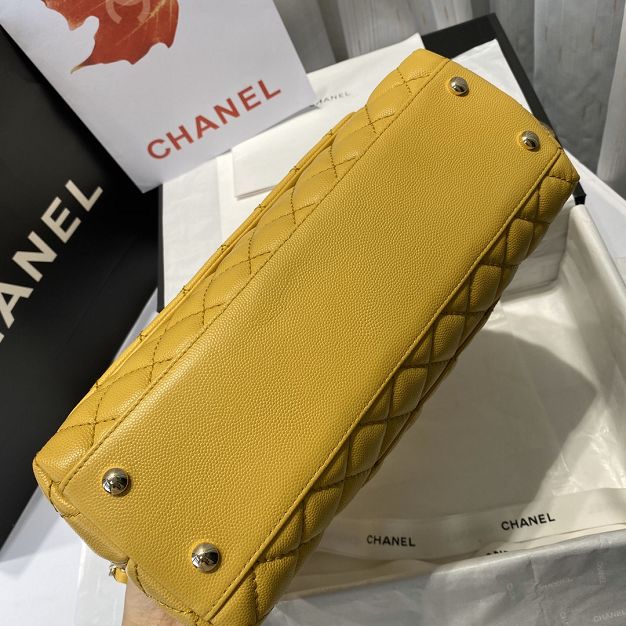 CC original grained calfskin large coco handle bag A92991-2 yellow