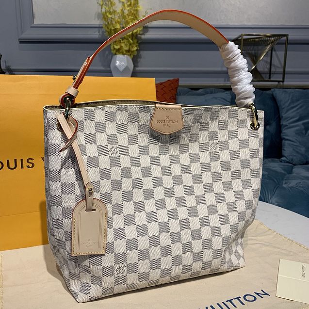 2018 louis vuitton original damier azur graceful hobo pm N42248 beige