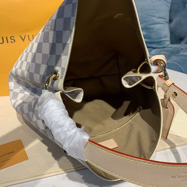 2018 louis vuitton original damier azur graceful hobo pm N42248 beige