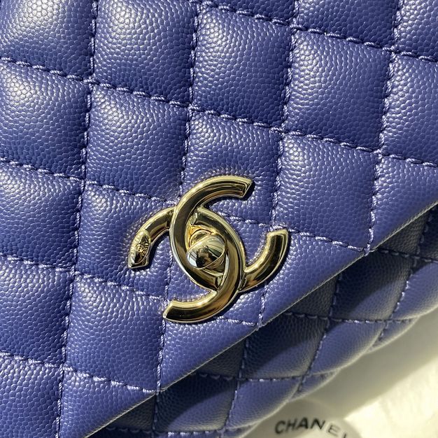 CC original grained calfskin large coco handle bag A92991 royal blue
