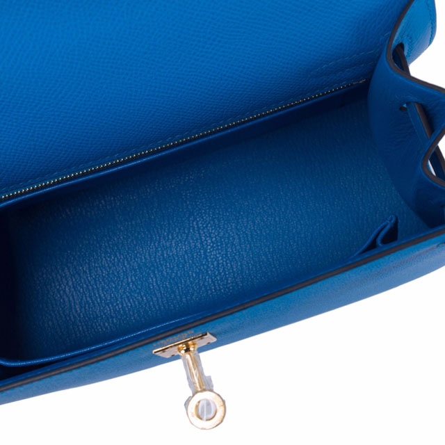 Hermes original epsom leather kelly 32 bag K32-1 blue zanzibar