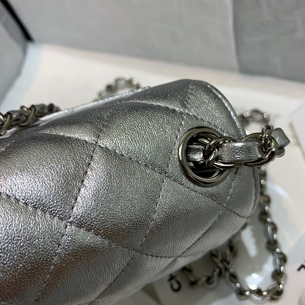 CC original lambskin super mini flap bag A35200 silver