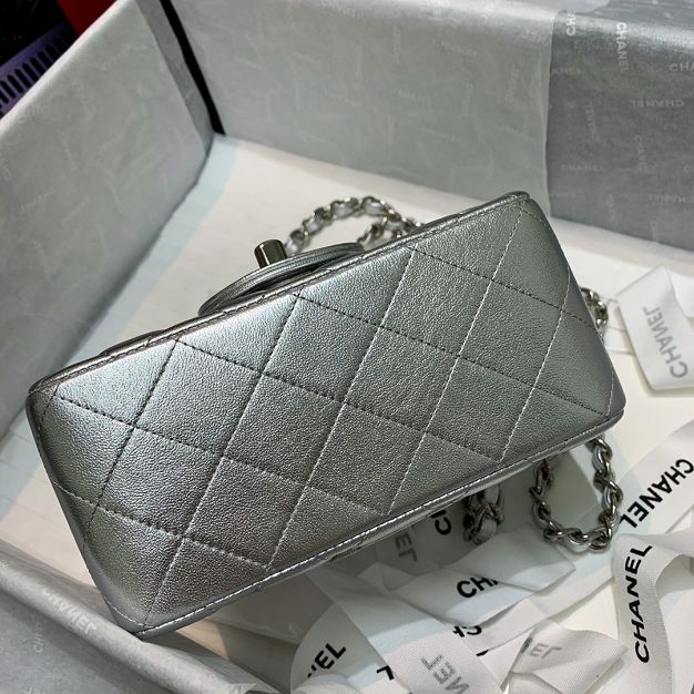 CC original lambskin super mini flap bag A35200 silver