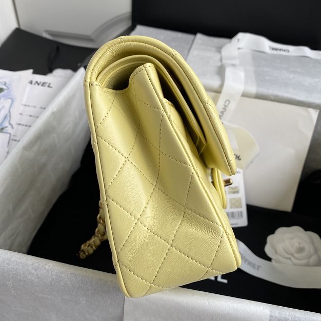 CC original lambskin medium flap bag A01112 light yellow