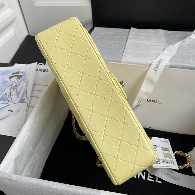 CC original lambskin medium flap bag A01112 light yellow