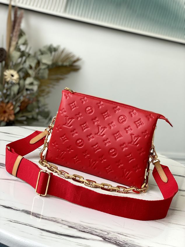 2023 Louis vuitton original lambskin coussin pm bag M57792 red