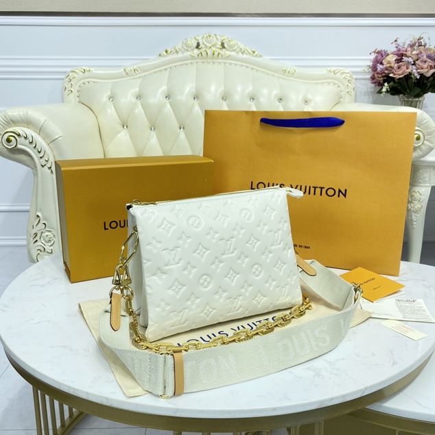 2023 Louis vuitton original lambskin coussin pm bag M57793 white