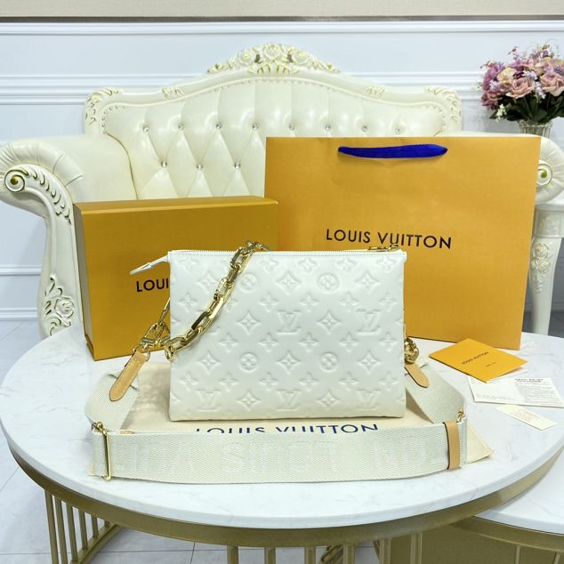 2023 Louis vuitton original lambskin coussin pm bag M57793 white