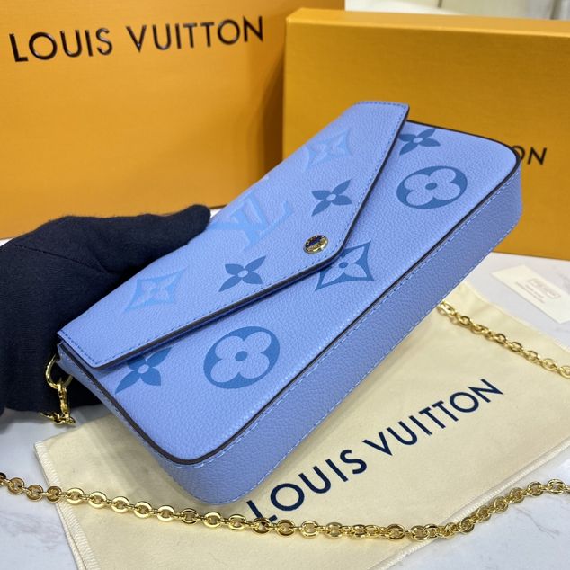 Louis vuitton original monogram calfskin felicie pochette M80498 blue