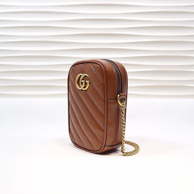 GG original calfskin marmont mini bag 598597 brown