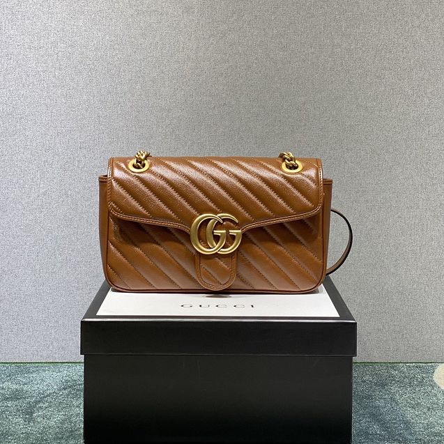 GG original calfskin marmont small shoulder bag 443497 brown