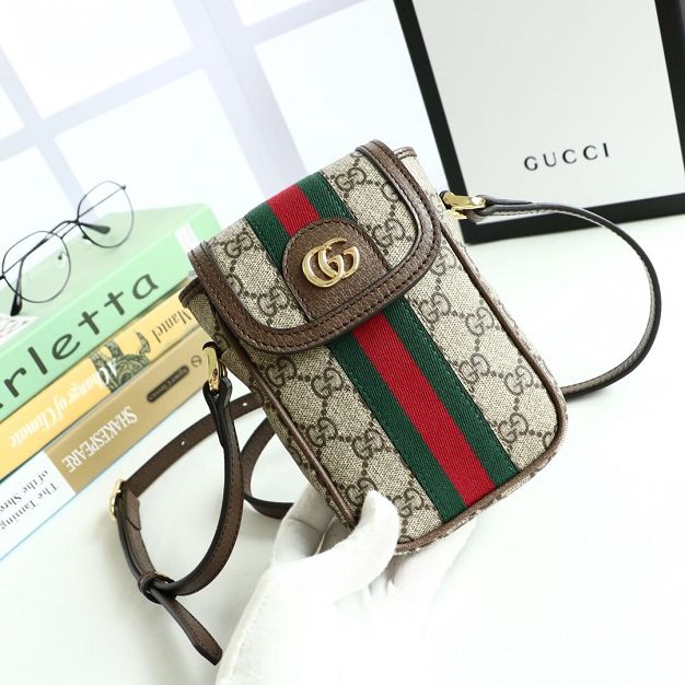 GG original canvas phone case 598912 brown