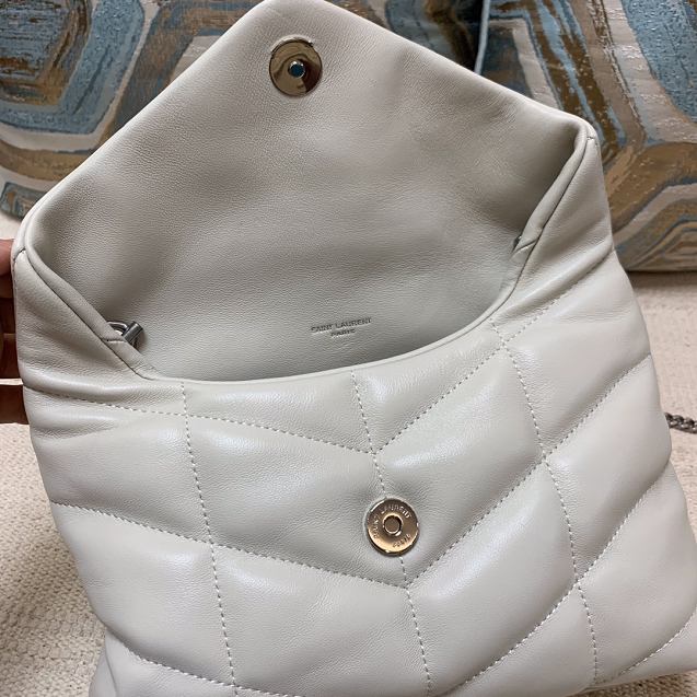 YSL original lambskin puffer mini bag 759337 white