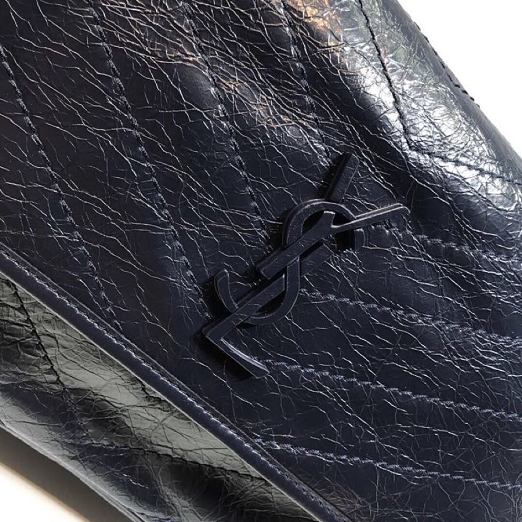 YSL original crinkled calfskin niki medium bag 498894 navy blue