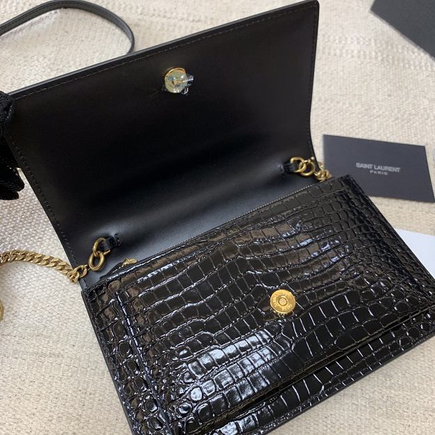 YSL original crocodile calfskin mini sunset bag 533026 black