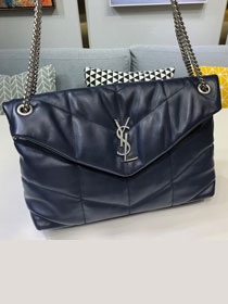 YSL original lambskin puffer medium bag 577475 navy blue