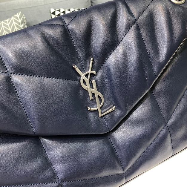 YSL original lambskin puffer medium bag 577475 navy blue