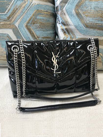 YSL original patent leather puffer medium bag 577475 black