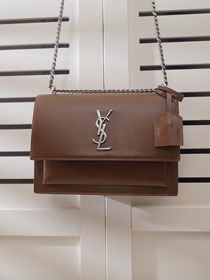 YSL original smooth calfskin medium sunset bag 442906 brown