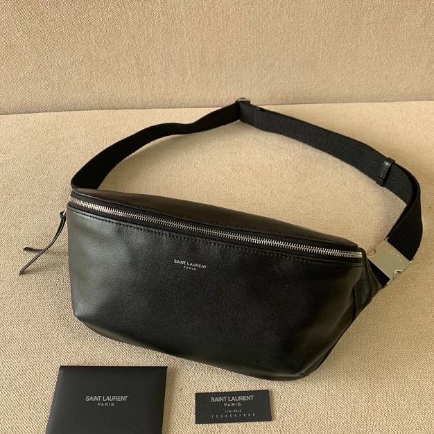 YSL original calfskin belt bag 505671 black