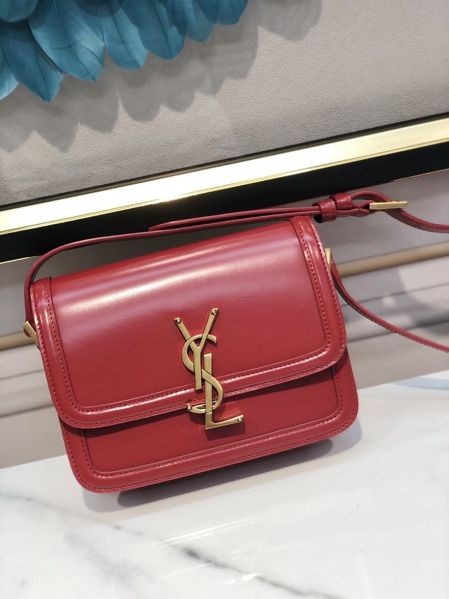 YSL original calfskin solferino small satchel 634306 red